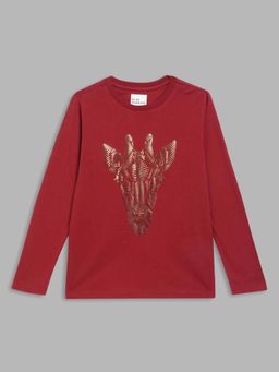 Blue Giraffe - Red Printed T-Shirt