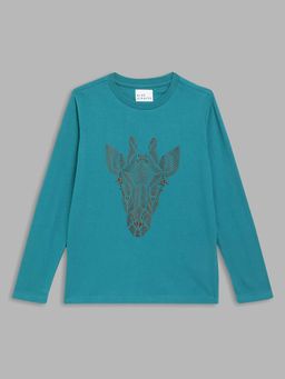 Blue Giraffe - Teal Printed T-Shirt