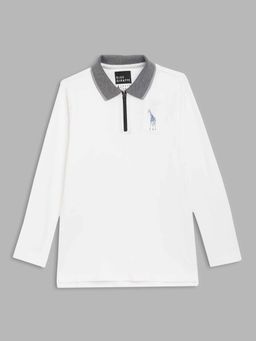 Blue Giraffe - White Solid Polo T-Shirt