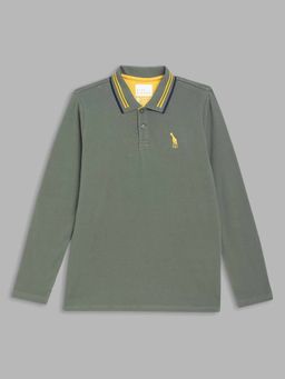 Blue Giraffe - Green Solid Polo T-Shirt