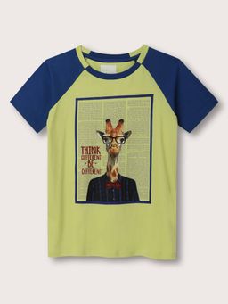 Blue Giraffe - Green Printed T-Shirt