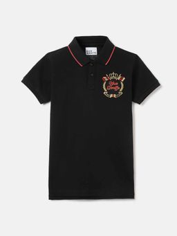 Blue Giraffe - Black Solid Polo T-Shirt