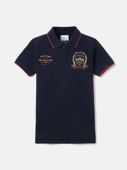 Blue Giraffe - Navy Blue Embroidered Polo T-Shirt