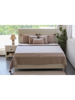 PLUCHI - Zig Zag Pale Whisper King Size Bed Cover with 2 Pillow Cover and 3 Cushion Cover Set