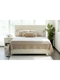 PLUCHI - Aysal Pale Whisper Color Cotton Knitted King Size Bed Cover with 2 Pillow Cover Set