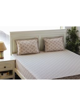 PLUCHI - Rhombus Pale Wish per King Size Double Bed Fitted Sheet with 2 Pillow Covers Set