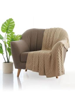 PLUCHI - Kelly Knit Stone Cotton Knitted All Season AC Throw Blanket