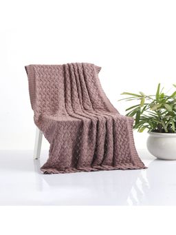 PLUCHI - CRISS CROSS Pewter Color Cotton Knitted All Season AC Throw Blanket