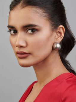 Curio Cottage - The Pearl Story - 30 mm Deep Grey Shell Pearl Statement Studs