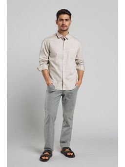 Crocodile - Cotton Solid Beige Casual Shirt