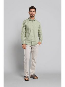 Crocodile - Cotton Solid Green Casual Shirt