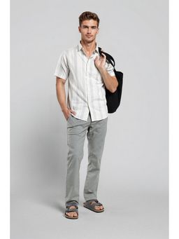 Crocodile - Cotton Stripes White Casual Shirt