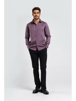 Crocodile - Cotton Solid Mauve Casual Shirt