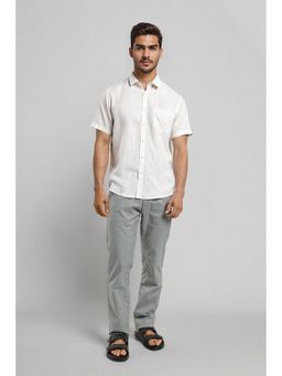 Crocodile - Lyocell Solid Off White Casual Shirt