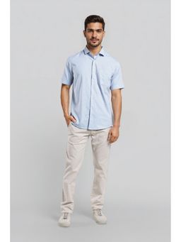 Crocodile - Cotton Solid Blue Casual Shirt