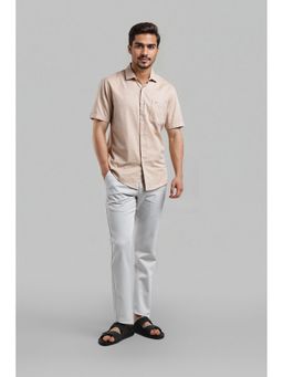 Crocodile - Cotton Solid Peach Casual Shirt