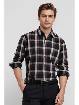Crocodile - Cotton Checks Brown Casual Shirt