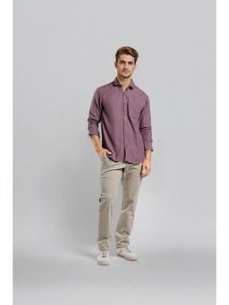 Crocodile - Cotton Stripes Mauve Casual Shirt
