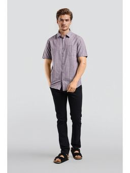Crocodile - Cotton Stripes Mauve Casual Shirt