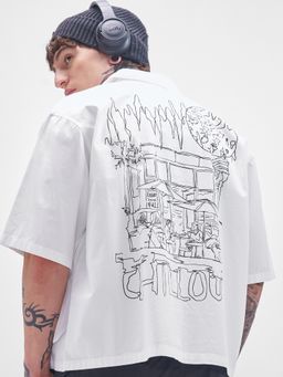 HIGHLANDER - Men White Boxy Graphic Shirt