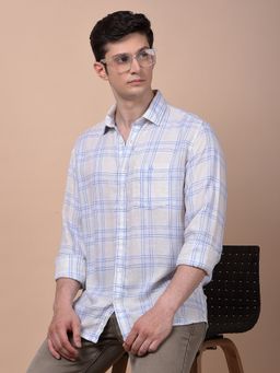 CRIMSOUNE CLUB - Men Checks Blue Shirt
