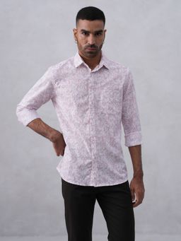 CRIMSOUNE CLUB - Men Self Design Pink Shirt