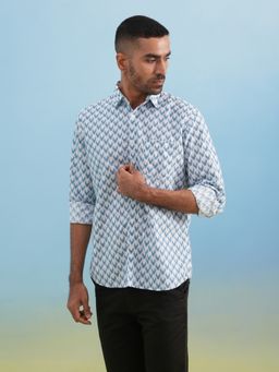 CRIMSOUNE CLUB - Men Self Design Blue Shirt