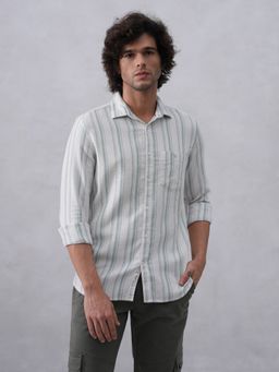 CRIMSOUNE CLUB - Men Stripes White Shirt