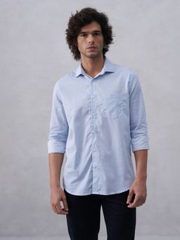 CRIMSOUNE CLUB - Men Self Design Blue Shirt