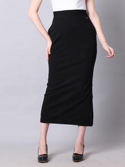 Exude - Black Statement Side Slit Midi Skirt