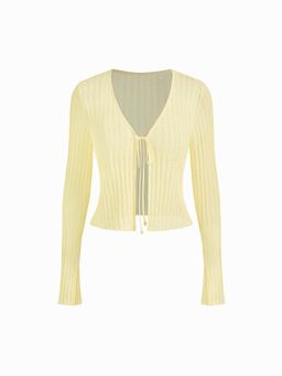 Cider - Solid Textured Knotted Cardigan