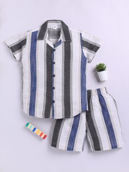 Clt.s - Multi-Color Stripes Short Sleeves Shirt and Shorts (Set of 2)