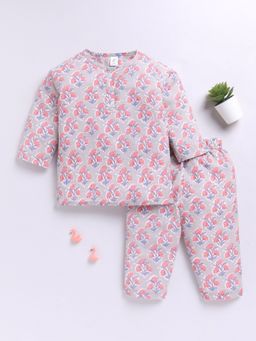 Clt.s - Grey Floral Long Sleeves Top and Pyjama (Set of 2)