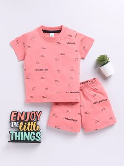 Clt.s - Pink Printed Short Sleeves T-Shirt and Shorts (Set of 2)