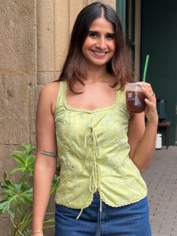 Contemponari - Green Embroidered Lyla Top