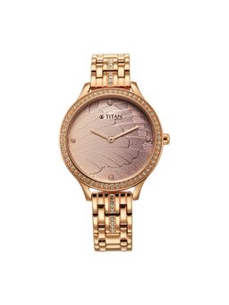 Titan - 95209Wm01 Purple Glitz Rose Gold Dial Analog Watch for Women
