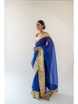KAPARDARA - Royal Blue Saanjh Hand Crafted Saree
