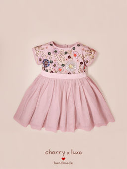 CHERRY CRUMBLE BY NITT HYMAN - Pink Party Wear Sequin & Beads Girls Summer Dress