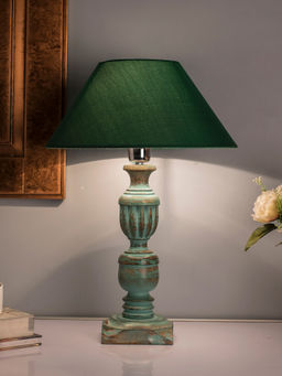 Homesake - Algae Trophy Carved Table Lamp Green Cone