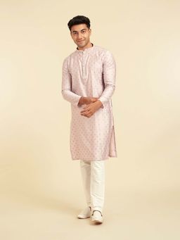 Diwas by Manyavar - Men Purple Art Silk Self Design Kurta and Pyjama