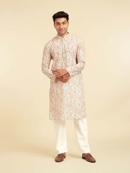 Diwas by Manyavar - Men Multi-Color Blended Cotton Printed Kurta and Pyjama