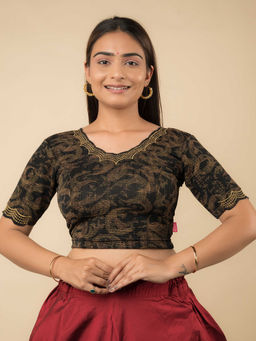 BINDIGASM'S ADVI - Black Embroidered Stitched Blouse