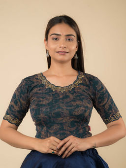 BINDIGASM'S ADVI - Green Embroidered Stitched Blouse