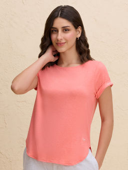 Nykd by Nykaa - Super Comfy Longine tee with Flattering Coverage-NYAT272-Orange Melange