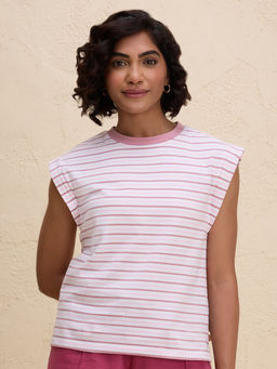 Nykd by Nykaa - Extended Shoulder Cotton Tank Top with 2 Degree Cooling Tech NYLE514 Pink White