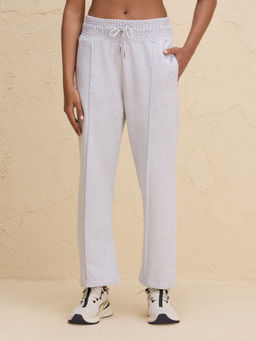 Nykd by Nykaa - Summer Essential Smocked Waist Lounge Cotton Terry Pants NYLE604 Grey Melange