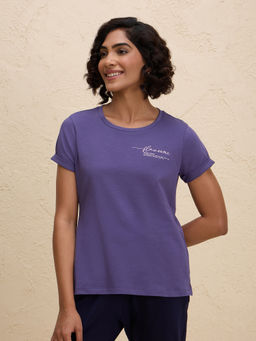 Nykd by Nykaa - Summer Essential Breathable Cotton Tee with 2 Degree Cooling Tech NYLE605 Blue