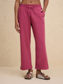 Nykd by Nykaa - Comfort Cotton French Terry Straight Leg Lounge Track Pants NYLE606 Grape