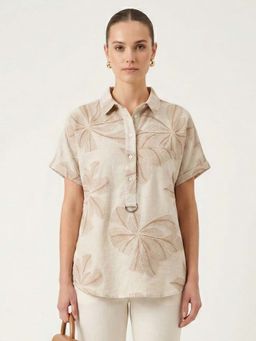 DELAN - Women Ivory Floral Printed Shirt