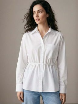 Outzidr - Women White Cotton Shirt